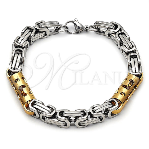 Stainless Steel Fancy Bracelet, Polished, Two Tone, 03.116.0046.2.09 (Thickness, 9 Inches Length)