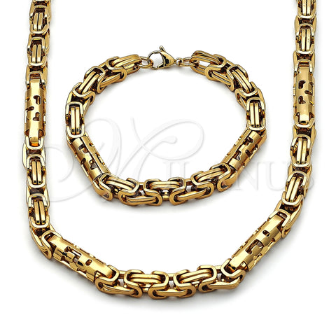 Stainless Steel Necklace and Bracelet, Polished, Golden Finish, 06.116.0067.1.22