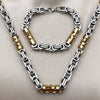 Stainless Steel Necklace and Bracelet, Polished, Two Tone, 06.116.0067.2.22