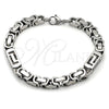 Stainless Steel Fancy Bracelet, Greek Key Design, Polished, Steel Finish, 03.116.0047.09