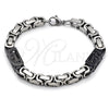 Stainless Steel Fancy Bracelet, Greek Key Design, Polished, Two Tone, 03.116.0047.3.09 (Thickness, 9 Inches Length)