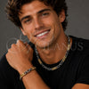 Stainless Steel Necklace and Bracelet, Greek Key Design, Polished, Two Tone, 06.116.0068.1.22