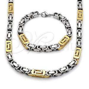 Stainless Steel Bracelet — Necklace and Bracelet Greek Key Design Polished Two — main product view — SKU 163625 | Acero Inoxidable brazalete — Necklace and Bracelet Greek Key diseño pulido Two — SKU 163625