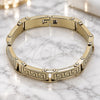 Stainless Steel Solid Bracelet, Greek Key Design, Polished, Steel Finish, 03.116.0048.09 (Thickness, 9 Inches Length)