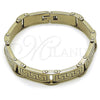 Stainless Steel Solid Bracelet, Greek Key Design, Polished, Steel Finish, 03.116.0048.09 (Thickness, 9 Inches Length)