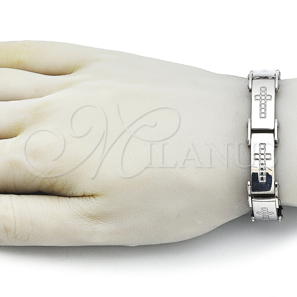 Stainless Steel Bracelet — Solid Bracelet Cross Design Polished 03. Thickness 9 — alternate product view — SKU 163629 | Acero Inoxidable brazalete — sólido Bracelet cruz diseño pulido 03. Thickness 9 — SKU 163629