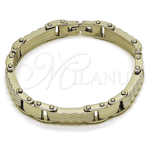 Stainless Steel Solid Bracelet, Polished, Steel Finish, 03.116.0050.09 (Thickness, 9 Inches Length)