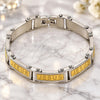 Stainless Steel Solid Bracelet, Jesus Design, Polished, Two Tone, 03.116.0051.09 (Thickness, 9 Inches Length)