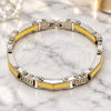 Stainless Steel Solid Bracelet, Greek Key Design, Polished, Two Tone, 03.116.0052.09 (Thickness, 9 Inches Length)