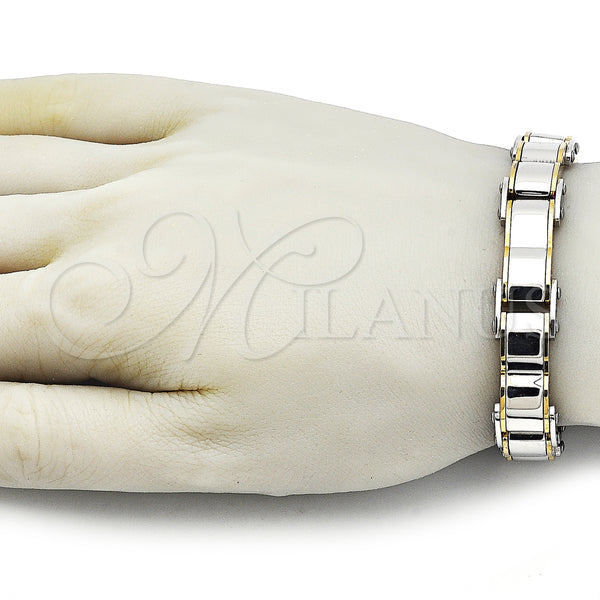 Stainless Steel Bracelet — Solid Bracelet Polished Two Tone 03. Thickness 9 — alternate product view — SKU 163633 | Acero Inoxidable brazalete — sólido Bracelet pulido Two Tone 03. Thickness 9 — SKU 163633