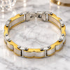 Stainless Steel Solid Bracelet, Polished, Two Tone, 03.116.0053.09 (Thickness, 9 Inches Length)