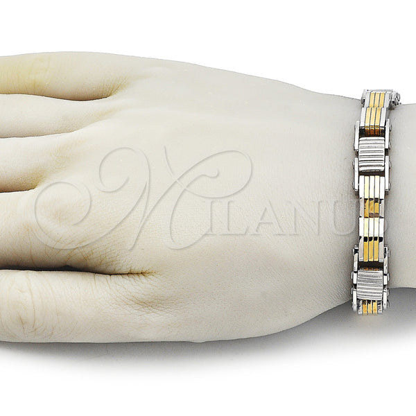 Stainless Steel Bracelet — Solid Bracelet Polished Two Tone 03. Thickness 9 — alternate product view — SKU 163634 | Acero Inoxidable brazalete — sólido Bracelet pulido Two Tone 03. Thickness 9 — SKU 163634