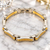 Stainless Steel Solid Bracelet, Greek Key Design, Polished, Two Tone, 03.116.0055.09 (Thickness, 9 Inches Length)
