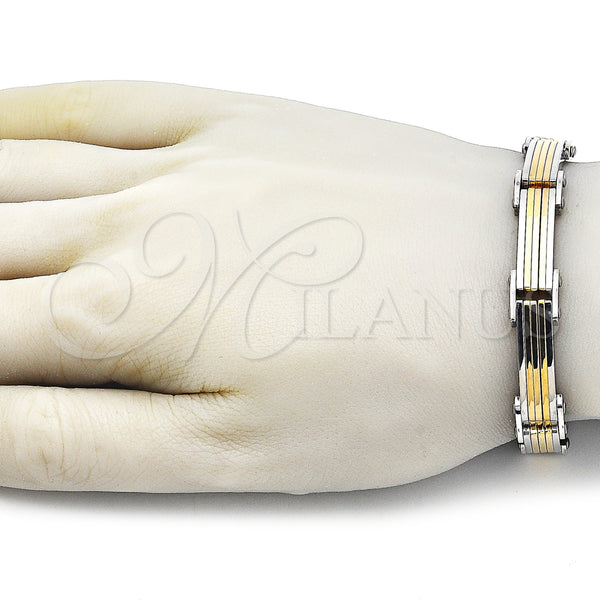 Stainless Steel Bracelet — Solid Bracelet Polished Two Tone 03. Thickness 9 — alternate product view — SKU 163636 | Acero Inoxidable brazalete — sólido Bracelet pulido Two Tone 03. Thickness 9 — SKU 163636