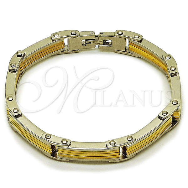 Stainless Steel Bracelet — Solid Bracelet Polished Two Tone 03. Thickness 9 — main product view — SKU 163636 | Acero Inoxidable brazalete — sólido Bracelet pulido Two Tone 03. Thickness 9 — SKU 163636