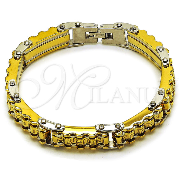 Stainless Steel Solid Bracelet, Polished, Two Tone, 03.116.0057.09 (Thickness, 9 Inches Length)