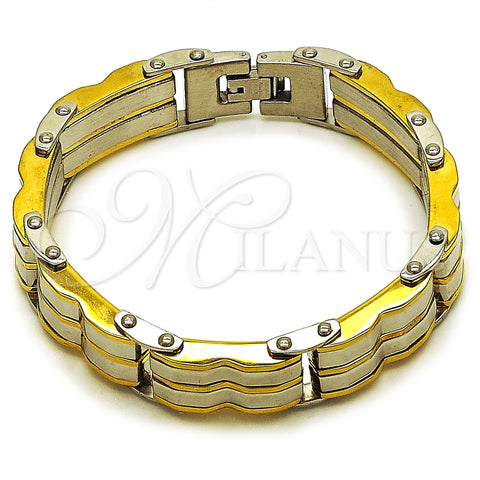 Stainless Steel Solid Bracelet, Polished, Two Tone, 03.116.0058.09 (Thickness, 22 Inches Length)