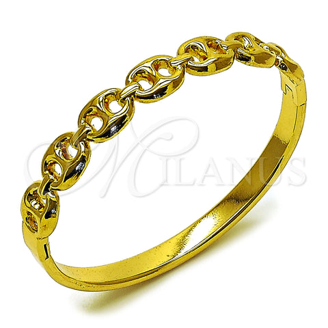 Stainless Steel Individual Bangle, Puff Mariner Design, Polished, Golden Finish, 07.116.0001.1.04 (Thickness, Size 4 (2.25 Diameter))