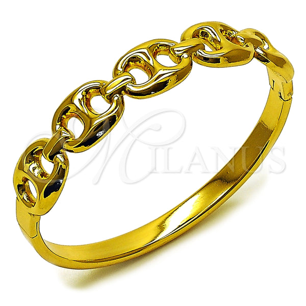 Stainless Steel Individual Bangle, Puff Mariner Design, Polished, Golden Finish, 07.116.0002.1.05