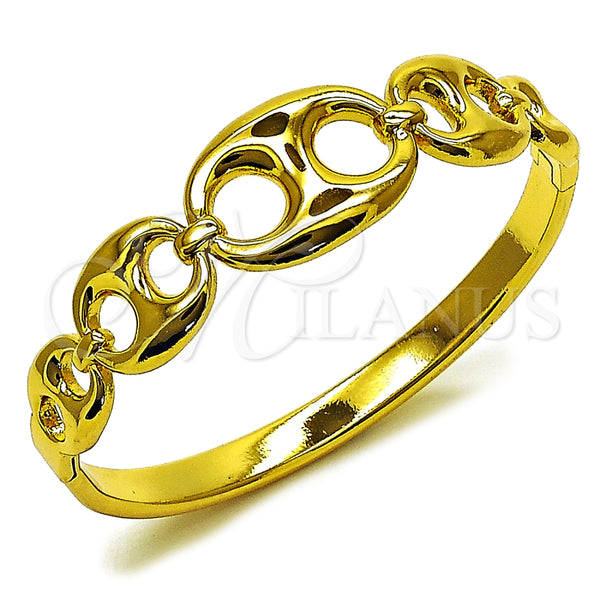 Stainless Steel Individual Bangle, Puff Mariner Design, Polished, Golden Finish, 07.116.0004.1.05