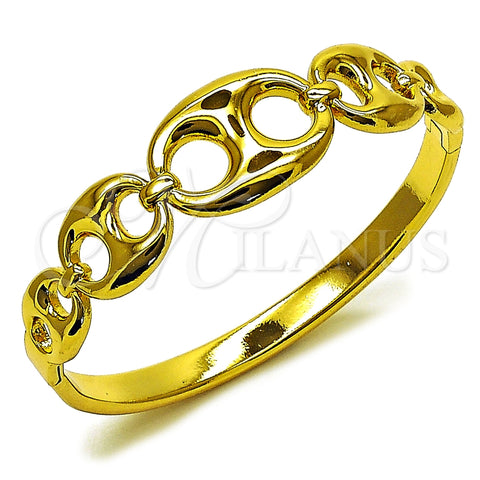 Stainless Steel Individual Bangle, Puff Mariner Design, Polished, Golden Finish, 07.116.0004.1.05