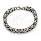 Stainless Steel Fancy Bracelet, Greek Key and Box Design, Polished, Steel Finish, 03.115.0019.09 (Thickness, 9 Inches Length)