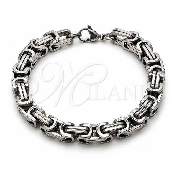 Stainless Steel Fancy Bracelet, Polished, Steel Finish, 03.116.0030.2.09 (Thickness, 9 Inches Length)