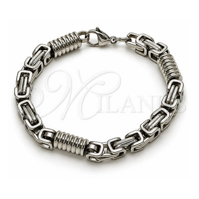 Stainless Steel Fancy Bracelet, Polished, Steel Finish, 03.115.0020.09 (Thickness, 9 Inches Length)
