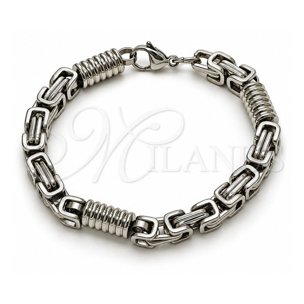 Stainless Steel Fancy Bracelet, Polished, Steel Finish, 03.115.0020.09 (Thickness, 9 Inches Length)
