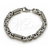 Stainless Steel Fancy Bracelet, Polished, Steel Finish, 03.115.0020.09 (Thickness, 9 Inches Length)