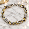 Stainless Steel Fancy Bracelet, Polished, Two Tone, 03.115.0020.1.09 (Thickness, 9 Inches Length)