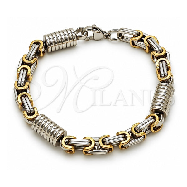 Stainless Steel Fancy Bracelet, Polished, Two Tone, 03.115.0020.1.09 (Thickness, 9 Inches Length)