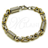 Stainless Steel Fancy Bracelet, Polished, Two Tone, 03.115.0020.1.09 (Thickness, 9 Inches Length)