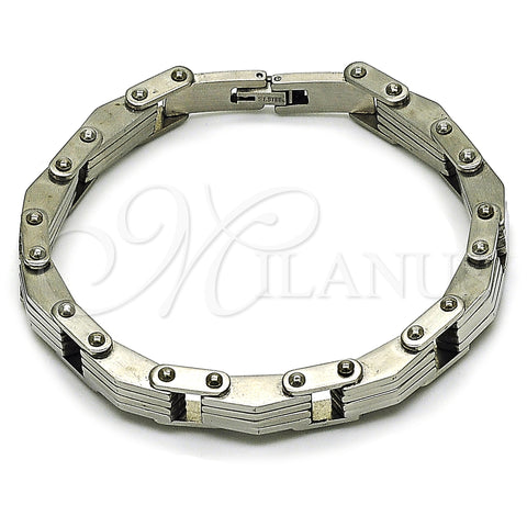 Stainless Steel Solid Bracelet, Polished, Steel Finish, 03.115.0021.09 (Thickness, 9 Inches Length)