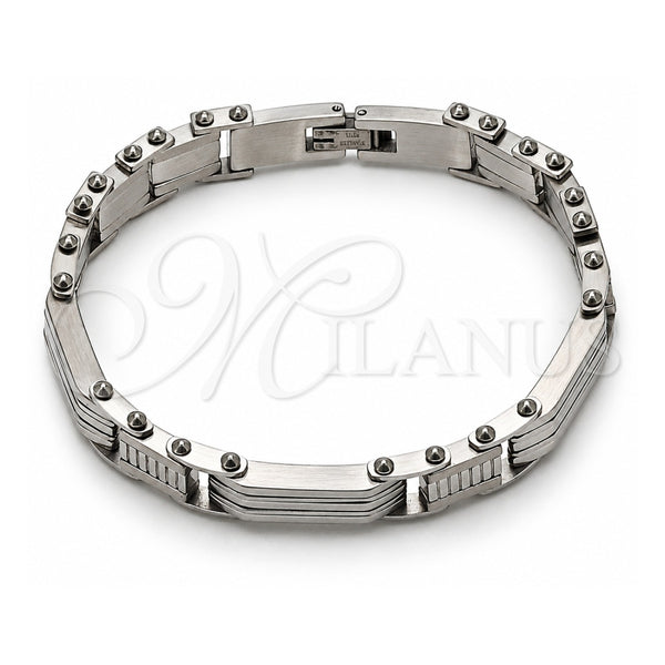 Stainless Steel Solid Bracelet, Polished, Steel Finish, 03.115.0022.09 (12 MM Thickness, 9 Inches Length)
