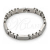 Stainless Steel Solid Bracelet, Polished, Steel Finish, 03.115.0022.09 (12 MM Thickness, 9 Inches Length)