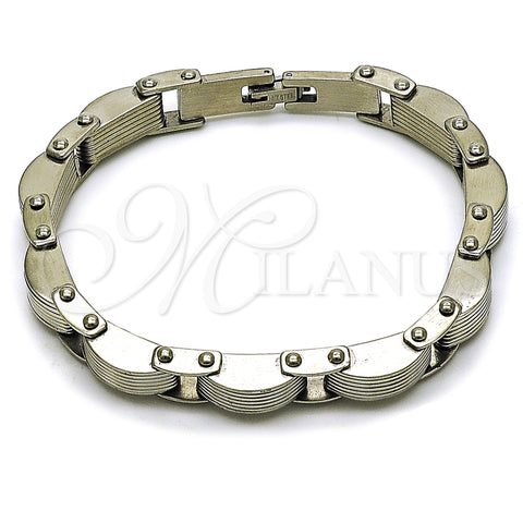 Stainless Steel Solid Bracelet, Polished, Steel Finish, 03.115.0023.09 (Thickness, 9 Inches Length)