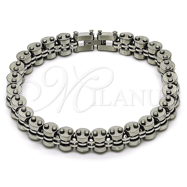 Stainless Steel Fancy Bracelet, Polished, Steel Finish, 03.115.0025.09 (Thickness, 9 Inches Length)
