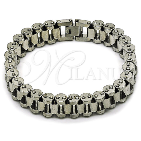 Stainless Steel Fancy Bracelet, Polished, Steel Finish, 03.115.0026.09 (14 MM Thickness, 9 Inches Length)