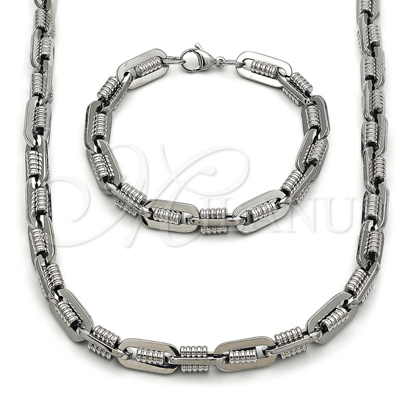 Stainless Steel Necklace and Bracelet, Polished, Steel Finish, 06.363.0064.24