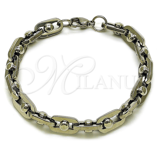 Stainless Steel Fancy Bracelet, Polished, Steel Finish, 03.363.0002.09 (Thickness, 9 Inches Length)