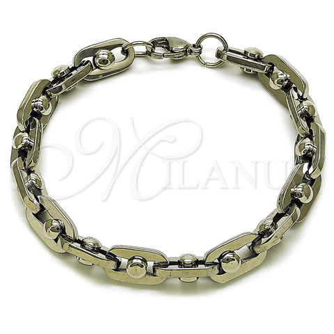 Stainless Steel Fancy Bracelet, Polished, Steel Finish, 03.363.0002.09 (Thickness, 9 Inches Length)