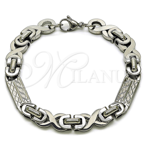 Stainless Steel Fancy Bracelet, Polished, Steel Finish, 03.363.0003.09 (Thickness, 9 Inches Length)