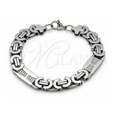 Stainless Steel Fancy Bracelet, Polished, Steel Finish, 03.363.0004.09 (11 MM Thickness, 9 Inches Length)
