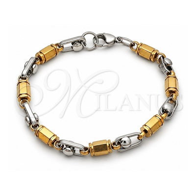 Stainless Steel Fancy Bracelet, Polished, Two Tone, 03.363.0005.09 (06 MM Thickness, 9 Inches Length)