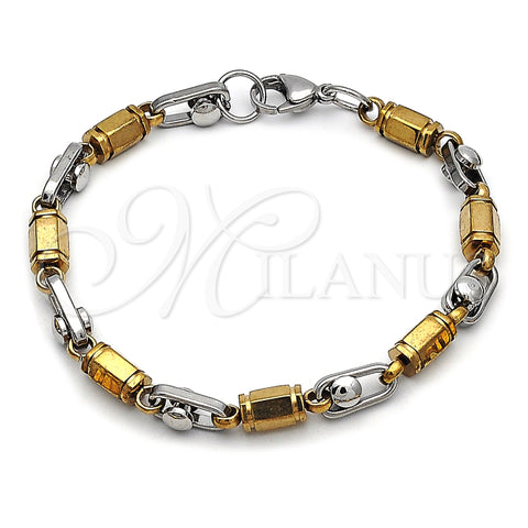 Stainless Steel Fancy Bracelet, Polished, Two Tone, 03.363.0005.09 (06 MM Thickness, 9 Inches Length)