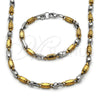 Stainless Steel Necklace and Bracelet, Polished, Two Tone, 06.363.0066.24