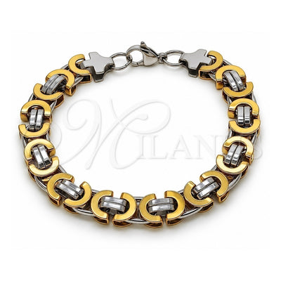 Stainless Steel Fancy Bracelet, Polished, Two Tone, 03.363.0006.09 (Thickness, 9 Inches Length)