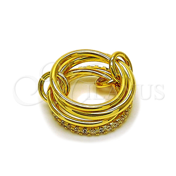 Oro Laminado Multi Stone Ring, Gold Filled Style with White Cubic Zirconia, Polished, Golden Finish, 01.443.0001.07