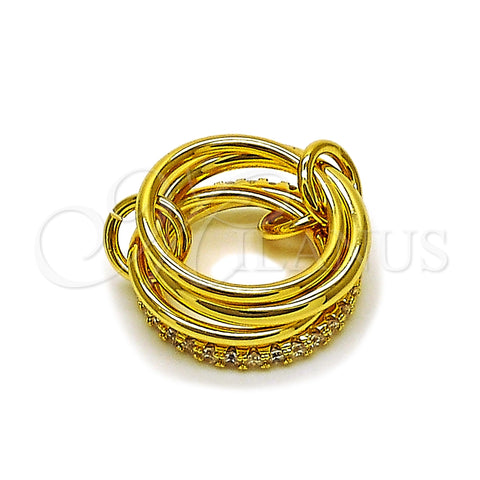 Oro Laminado Multi Stone Ring, Gold Filled Style with White Cubic Zirconia, Polished, Golden Finish, 01.443.0001.07